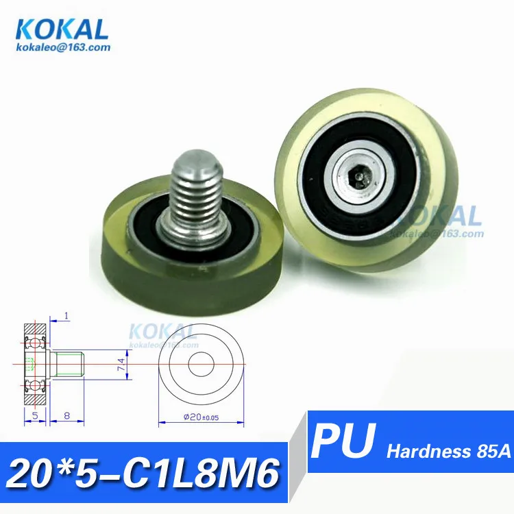 

[PU20 * 5-C1L8M6] Бесплатная доставка, 10 шт., высококачественный винт из нержавеющей стали M6, диаметр 20 мм, стандартный шкив из полиуретановой резины