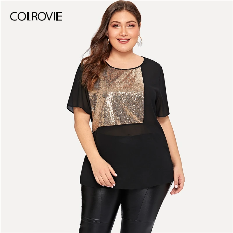 black sheer plus size blouse