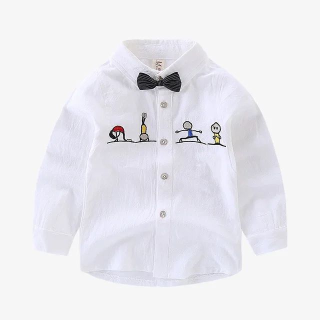 Baby Boys Shirts Long Sleeve Kids Blouses Cotton Toddler Boys School