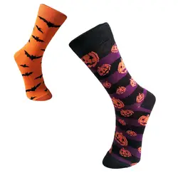 Новые европейские и американские характерные Хэллоуин парные носки из чистого хлопка тыква летучая мышь мужские носки модные носки