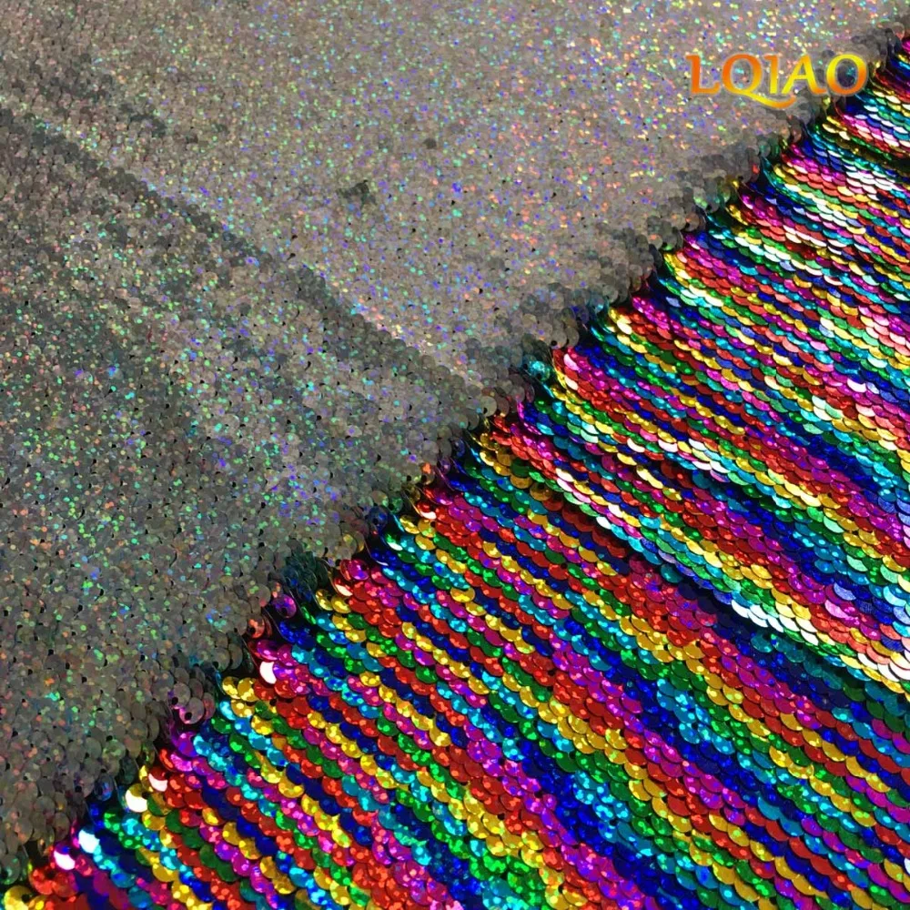 Laser Rainbow Laser Silver Reversible Sequin Tablecloth