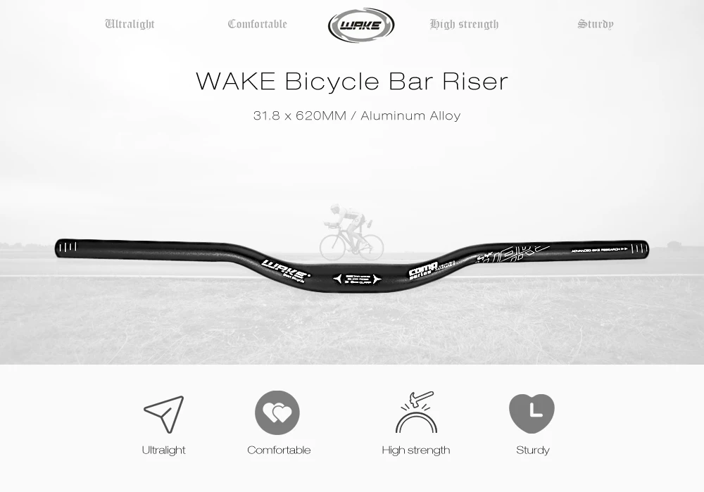 WAKE 31.8 x 620MM Aluminum Alloy Cycling MTB Mountain Bike Bicycle Handlebar Riser