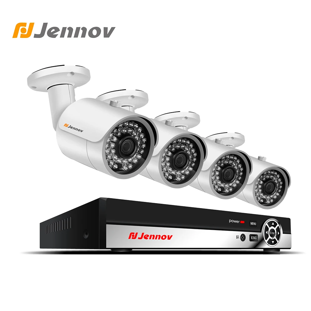 

Jennov 4CH 2MP Video Surveillance POE CCTV Set Home Security Camera System NVR Kit 1080P HDMI P2P Outdoor IP Camera Night View
