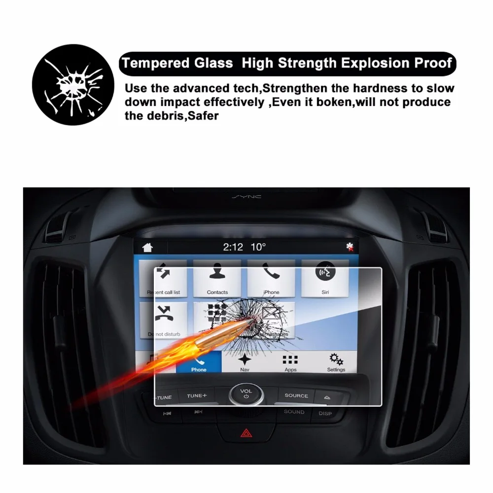 

RUIYA car screen protector for Ford Kuga Sync3 AppLink My Ford 8inch car navigation touch center display,9H tempered glass film