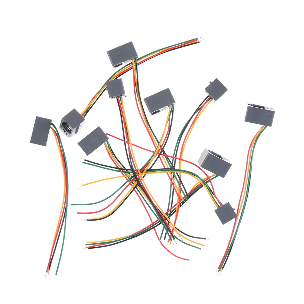 10 Pcs 616E 4P4C RJ11 الإناث الهاتف موصل محول 4 أسلاك 8 cm