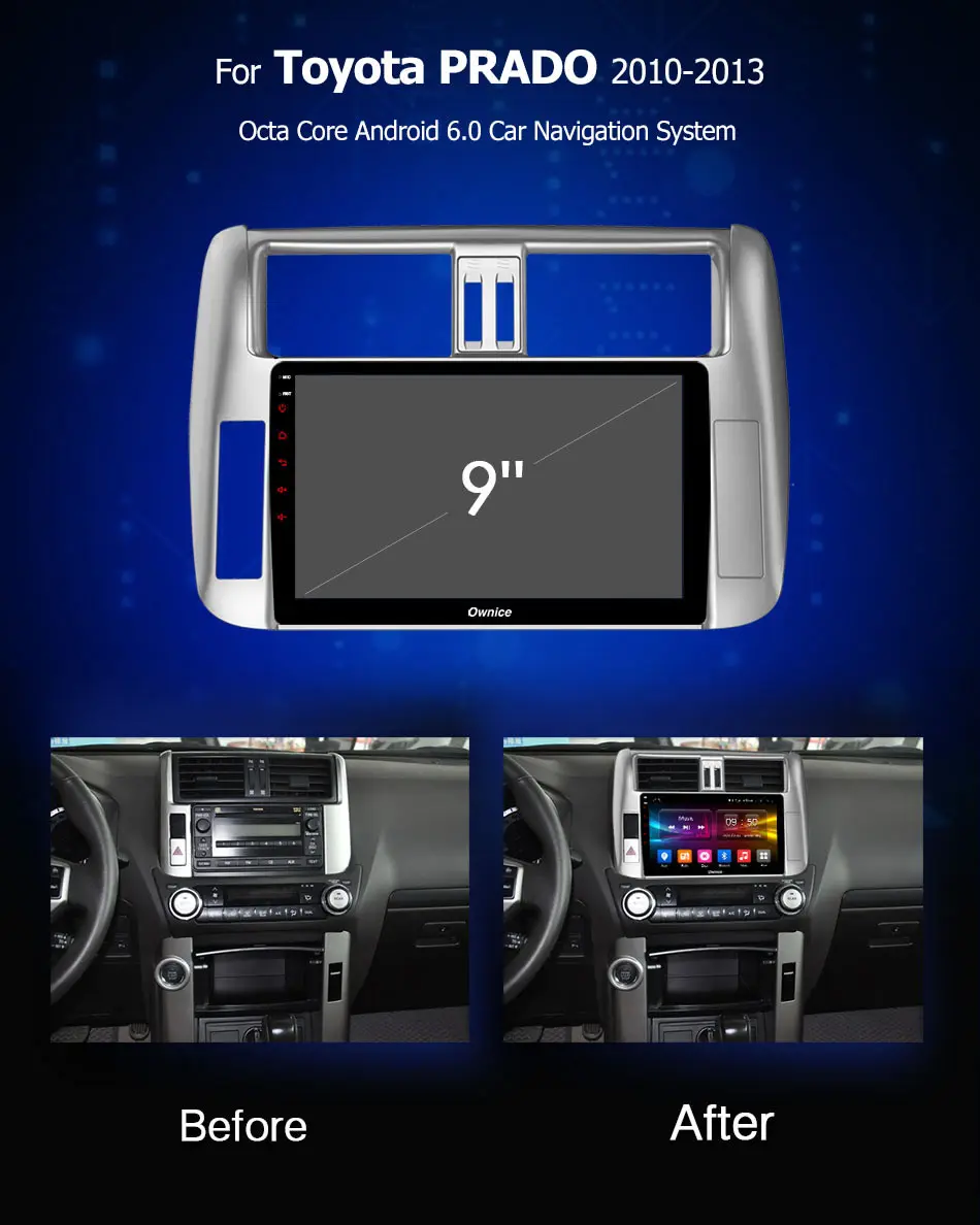 Ownice 4G Android 9,0 Автомагнитола gps k3 k5 k6 для Toyota Prado 150 2010 2011 2012 2013- DVD 360 Panorama DSP 4G LTE SPDIF