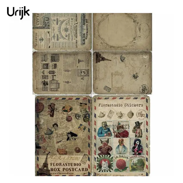 urijk 10 sheets bag diy vintage retro classic stamp sticker sticky how many stamps for 10 sheets of paper