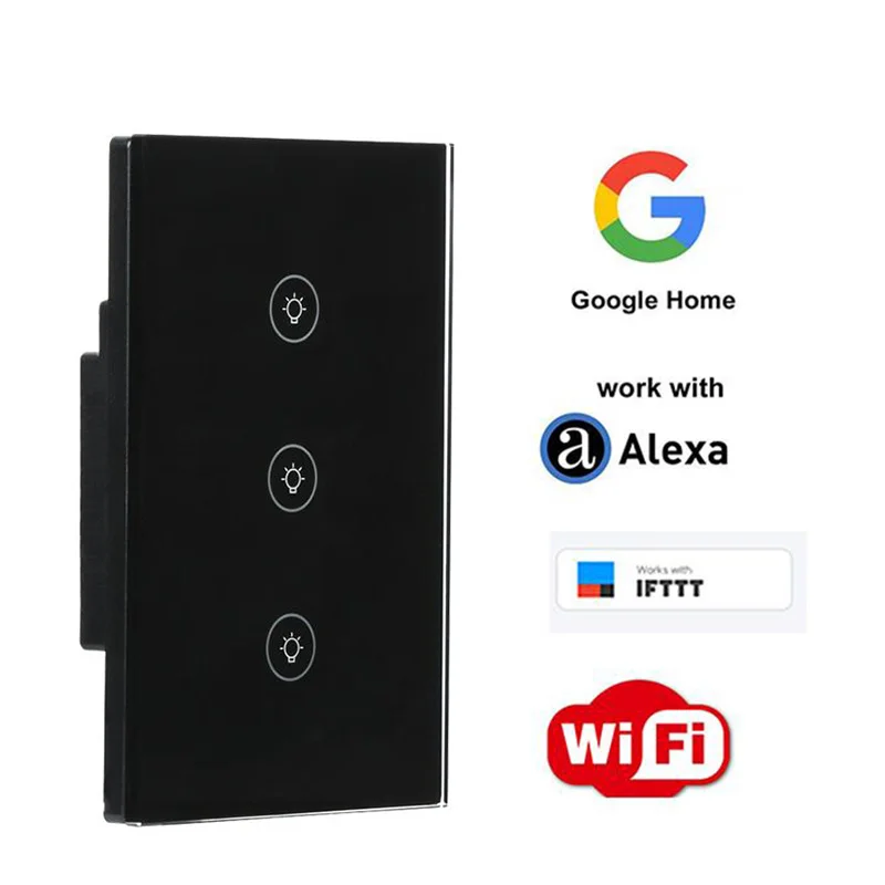 

1/2/3 Gang US Plug WiFi Smart Switch Remote Control APP Work with Amazon Alexa Google Home Supported Timing Light Wall Switch