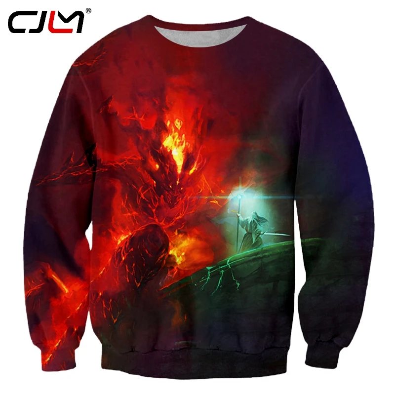 Толстовка с капюшоном CJLM Hombre модная длинная свободная 3D куртка принтом demon funny lemoge