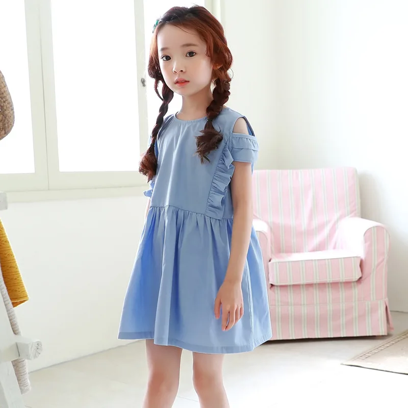 

New 2019 Baby Girls Off Shoulder Dress Kids Cotton Dress Children Casual Dress Toddler Summer Dress,2570