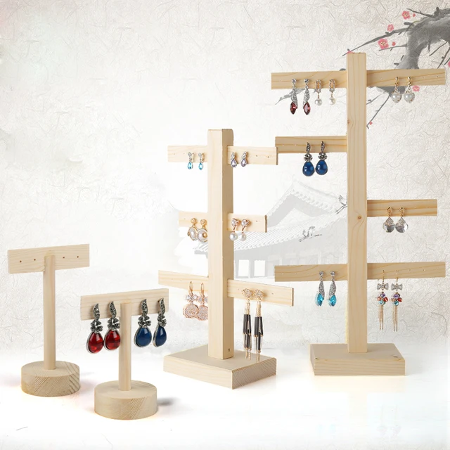 Wood Earrings Display Holder Jewelry Stand Vintage Jewellery Rack Wood Earrings Display Holder Jewelry Stand Vintage Jewellery Rack