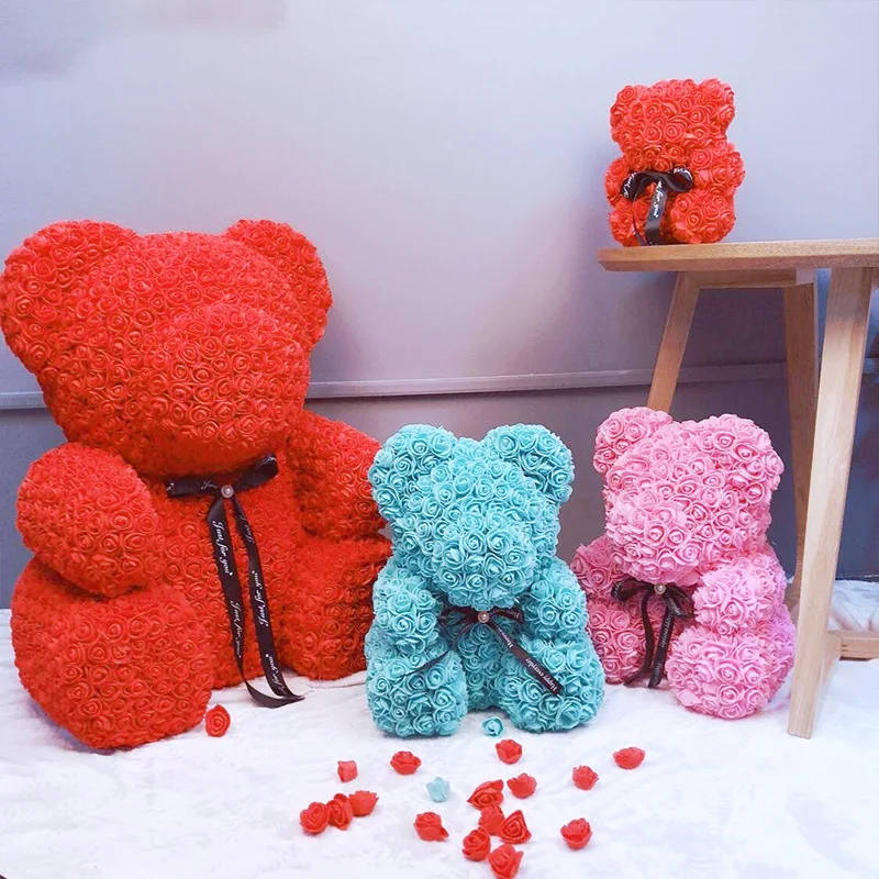

Drop Shipping 25\40\70cm Red Teddy Bear Rose Flower Artificial Christmas Gifts for Women Valentine's Day Gift Plush Bear\Rabbit