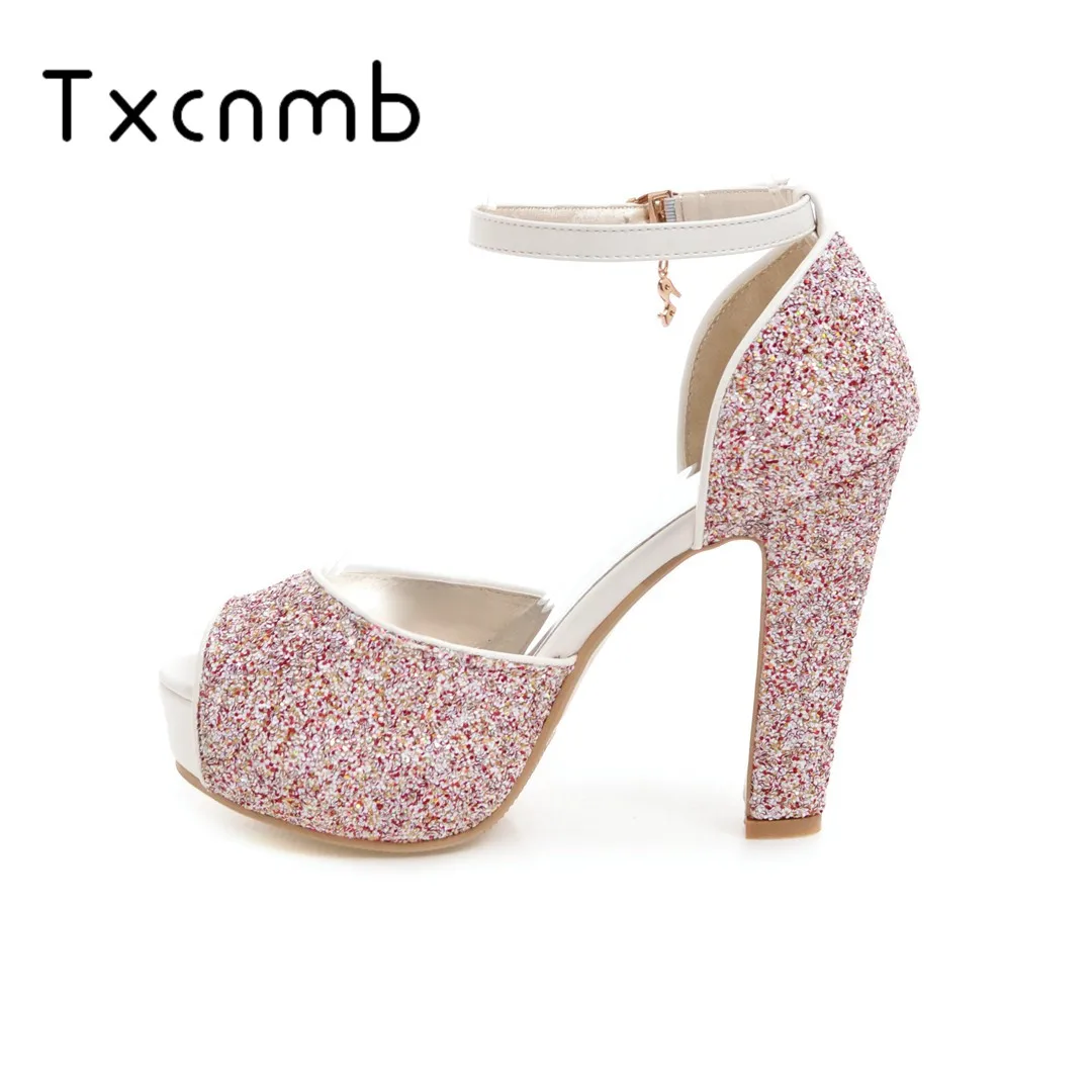 

TXCNMB 2019 new arrival party wedding shoes woman sandals summer shoes thin high heels dress party wedding weomen sandals
