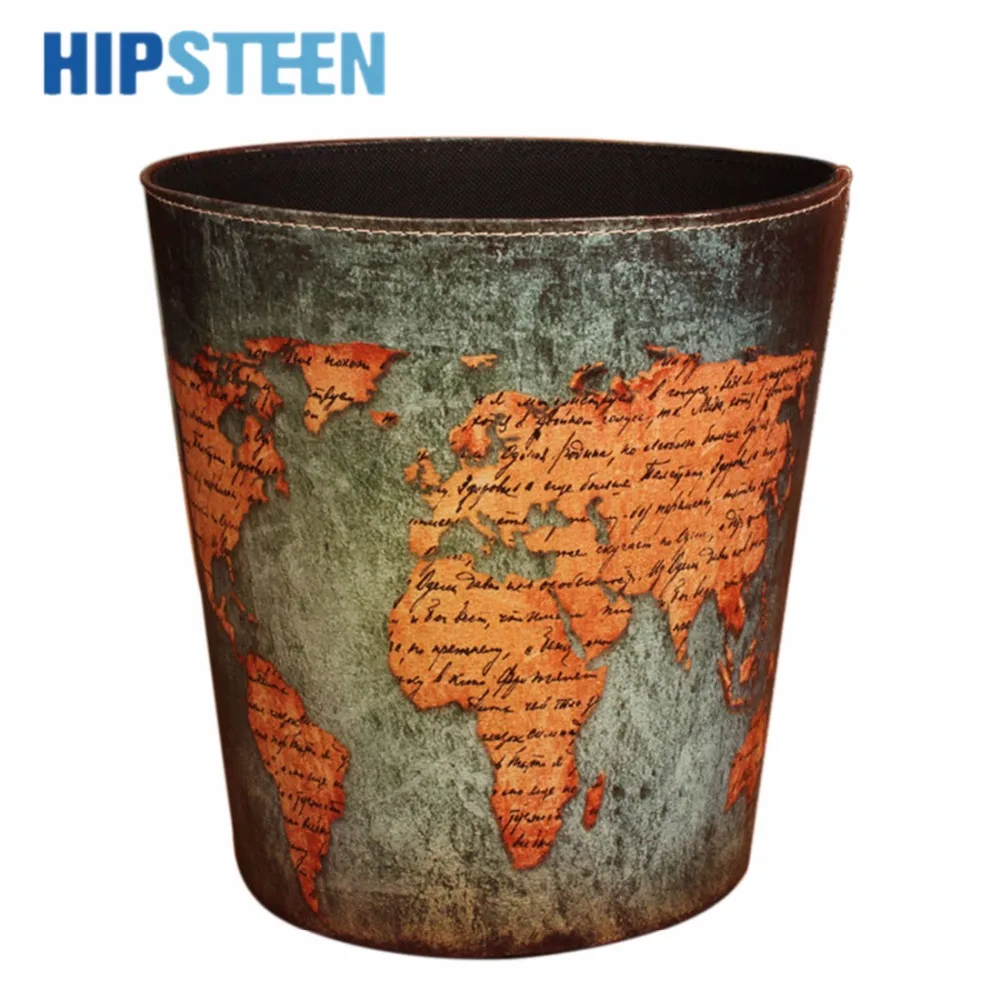 HIPSTEEN Creative European Style Garbage Pail Retro PU Leather