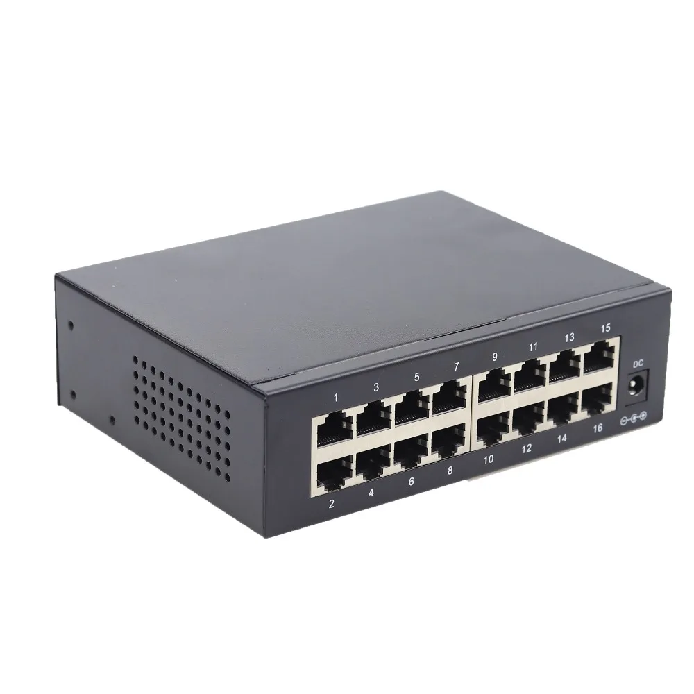 16 портовый гигабитный коммутатор 1000 м полнодуплексный Ethernet металлический корпус