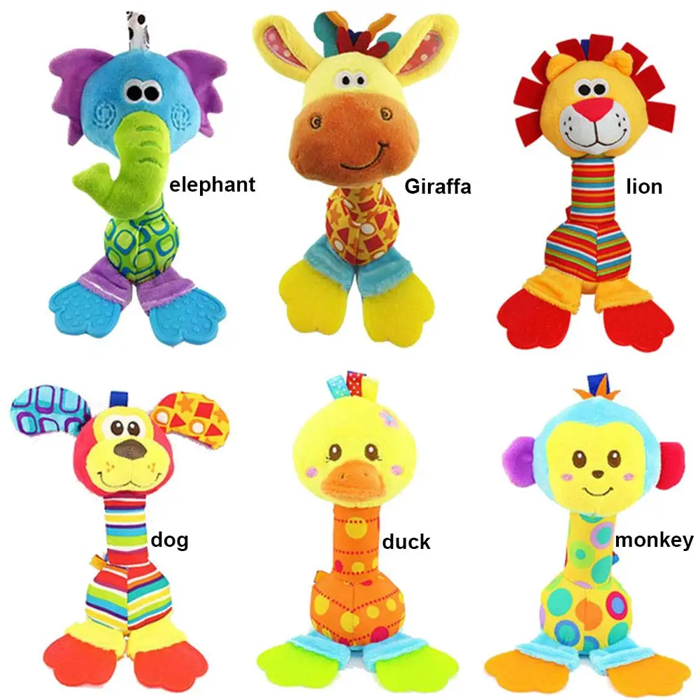 Модные детские плюшевые игрушки красочные животных Форма прекрасный успокаивающие куклы погремушки схватив игрушку для 0-3 лет подарок для