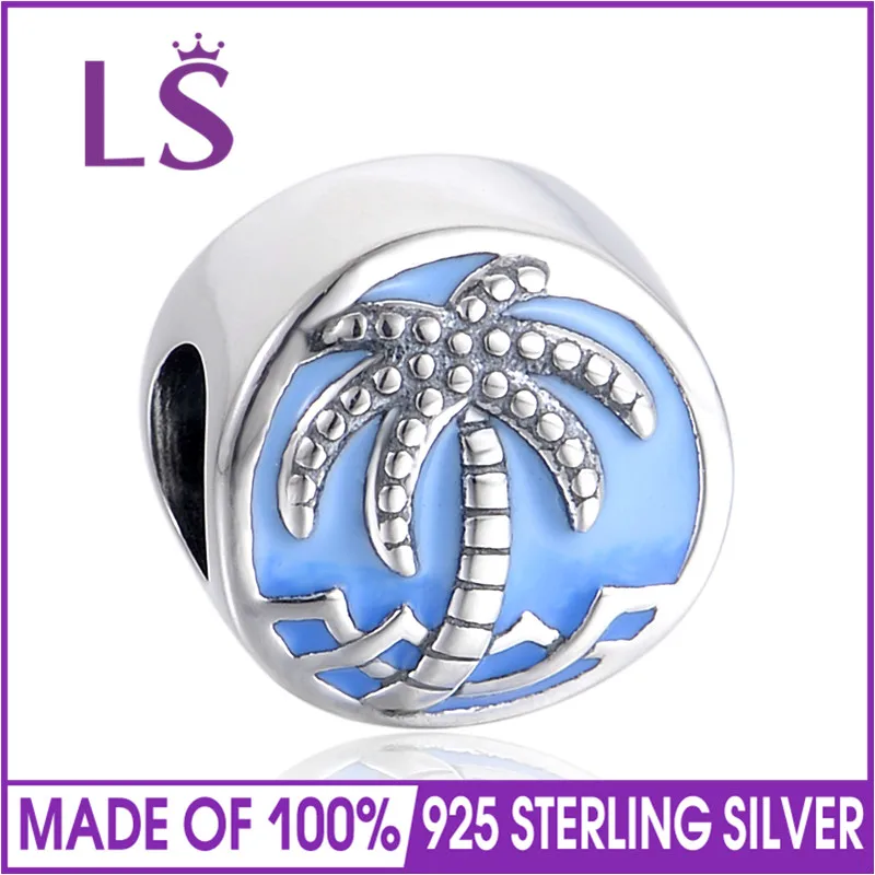 LS Real 925 Sterling Silver Summer Collection Beach Charm Beads Fit Original European Brand Bracelet Authentic DIY Jewelry Gift | Украшения