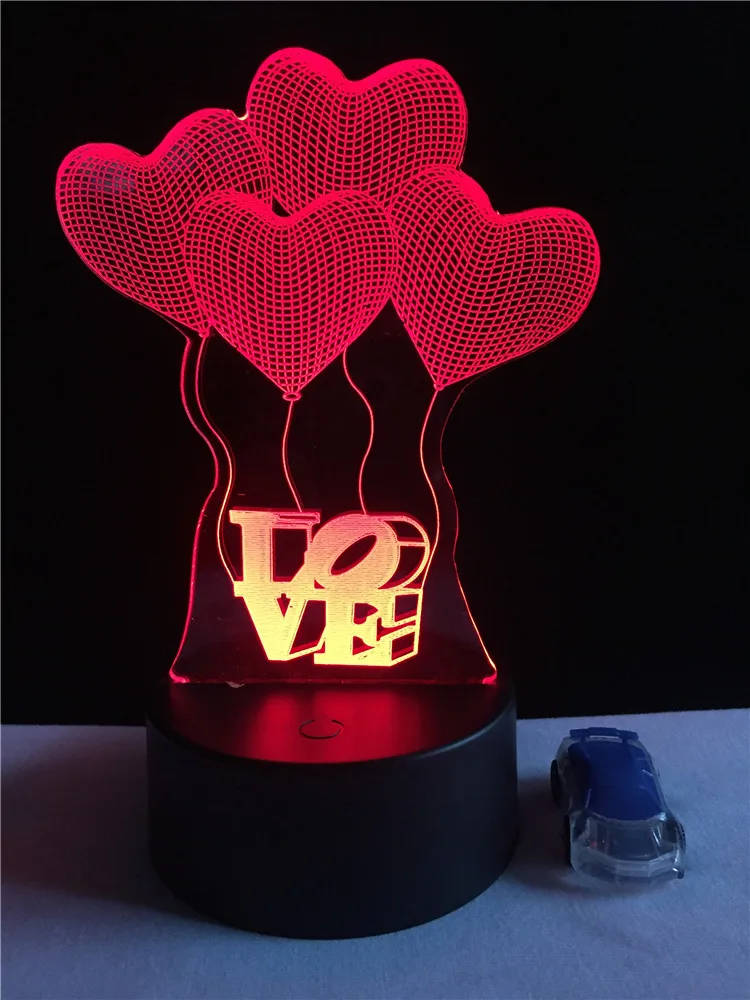 Four Heart With Love Shaped 3D Lamp LED USB Lamp Light Colors Changing Table Night Light Bedside Decoration LEDLamp