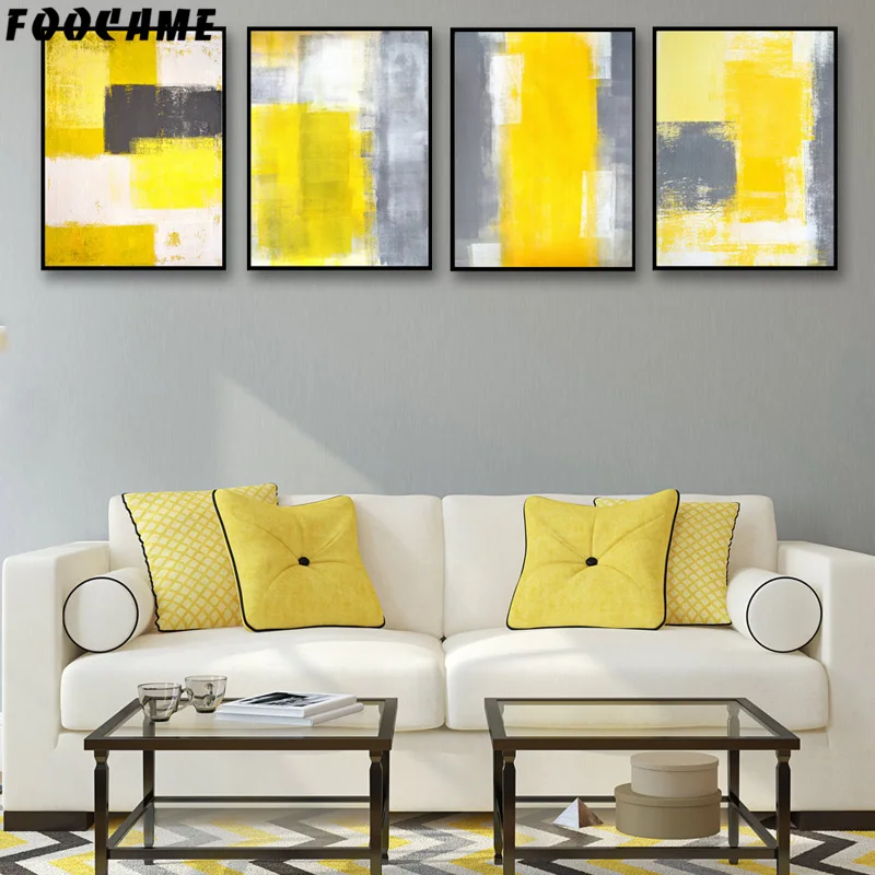543 Foocame Jaune Et Gris Abstrait Minimalisme Affiches Et Impressions Art Toile Peinture Décoration Maison Mur Photos Pour Salon In Peinture Et