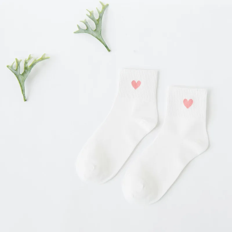 1 пара, милые Простые хлопковые носки с сердечками для колледжа, лидер продаж, весенне-летние женские носки, Прямая поставка