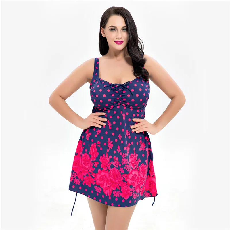 Kaufen 9XL 13XL Plus Größe Frauen Print Tankini Set Sexy Badeanzug Große Taille Bademode Sport Anzüge Bademode Badeanzug Strand Kleid