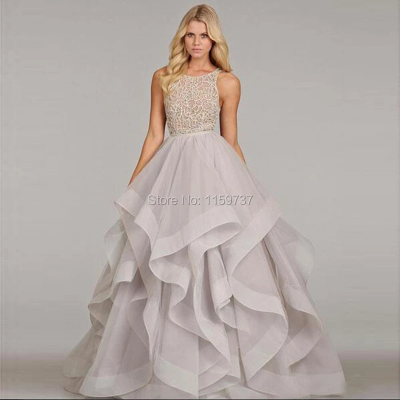 ruffled evening gown