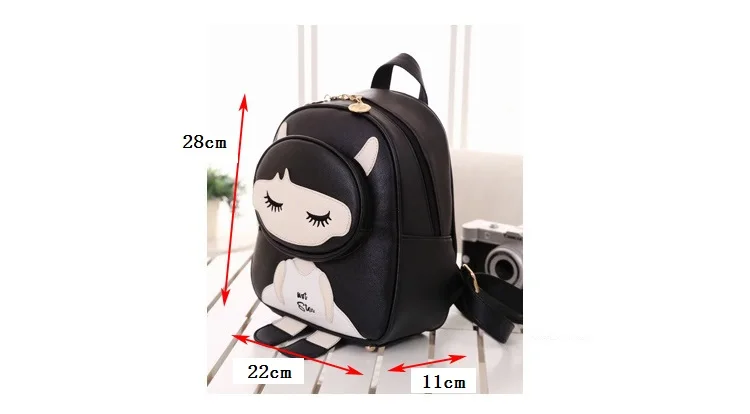 Waliicorners Cute cartoon backpack for children PU leather schoolbag for teenage girls Lovely shoulder bag backpacks female Daypack Black 8 Cute cartoon backpack for children PU leather schoolbag for teenage girls Lovely shoulder bag backpacks female Daypack (3)