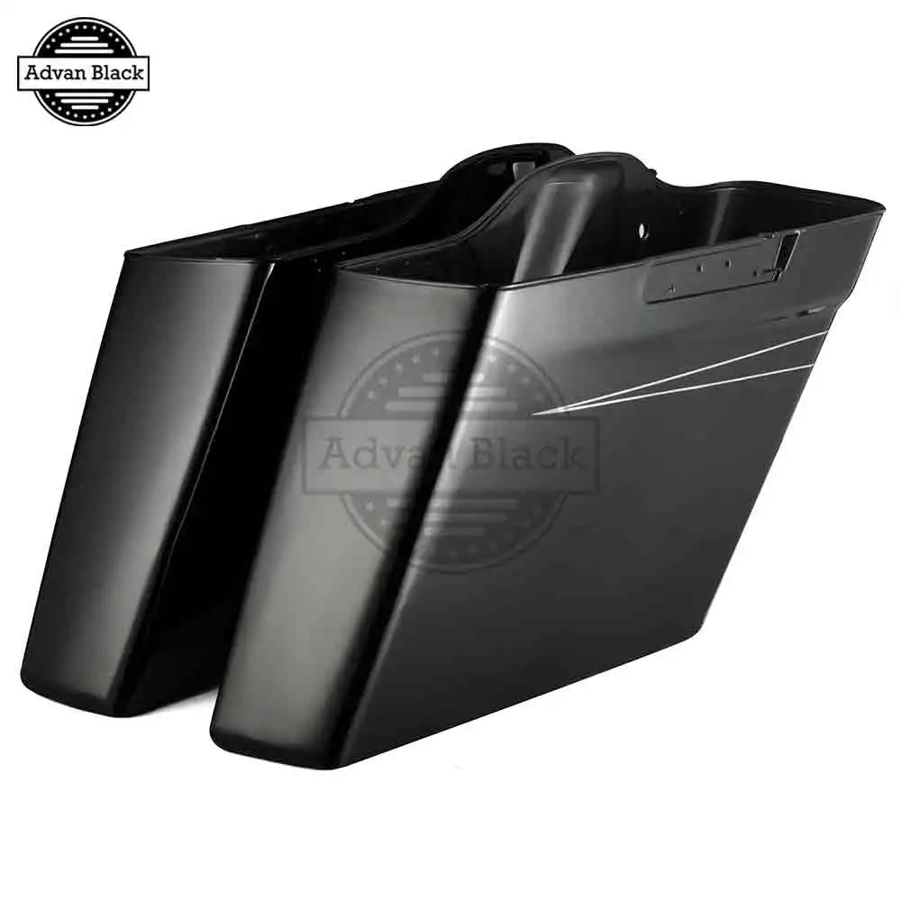 AdvanBlack No Exhaust Cutout Vivid Black Stretched Saddlebag Bottoms