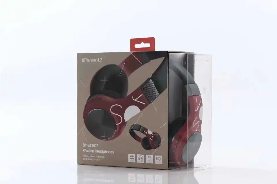 Беспроводные наушники с шумоподавлением, bluetooth-гарнитура с микрофоном, складные Игровые наушники для iPhone, Xiaomi, samsung, компьютера - Цвет: red box