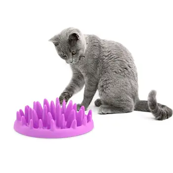 

2018 Pets Dog Cats Feeders Slow Food Bowls Catch Interactive Hard Silicone Cat Kitten Feed Non Slip Anti Gulping Feeder Bowl New