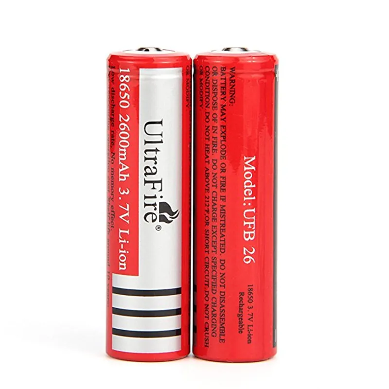 2 шт./набор trstfire 18650 батареи 3,7 V icr18650 2600 mAh литий-ионная аккумуляторная батарея для фонарика