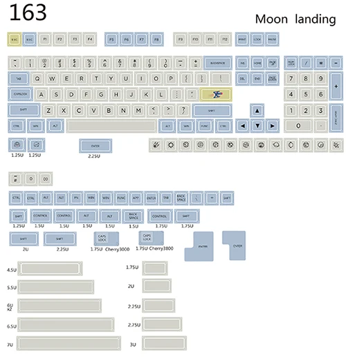 Moon landing XDAS profile keycap 121/163 dye сублимированный filco/DUCK/Ikbc MX Переключатель механическая клавиатура keycap, продаются только брелки - Цвет: Moon landing 163