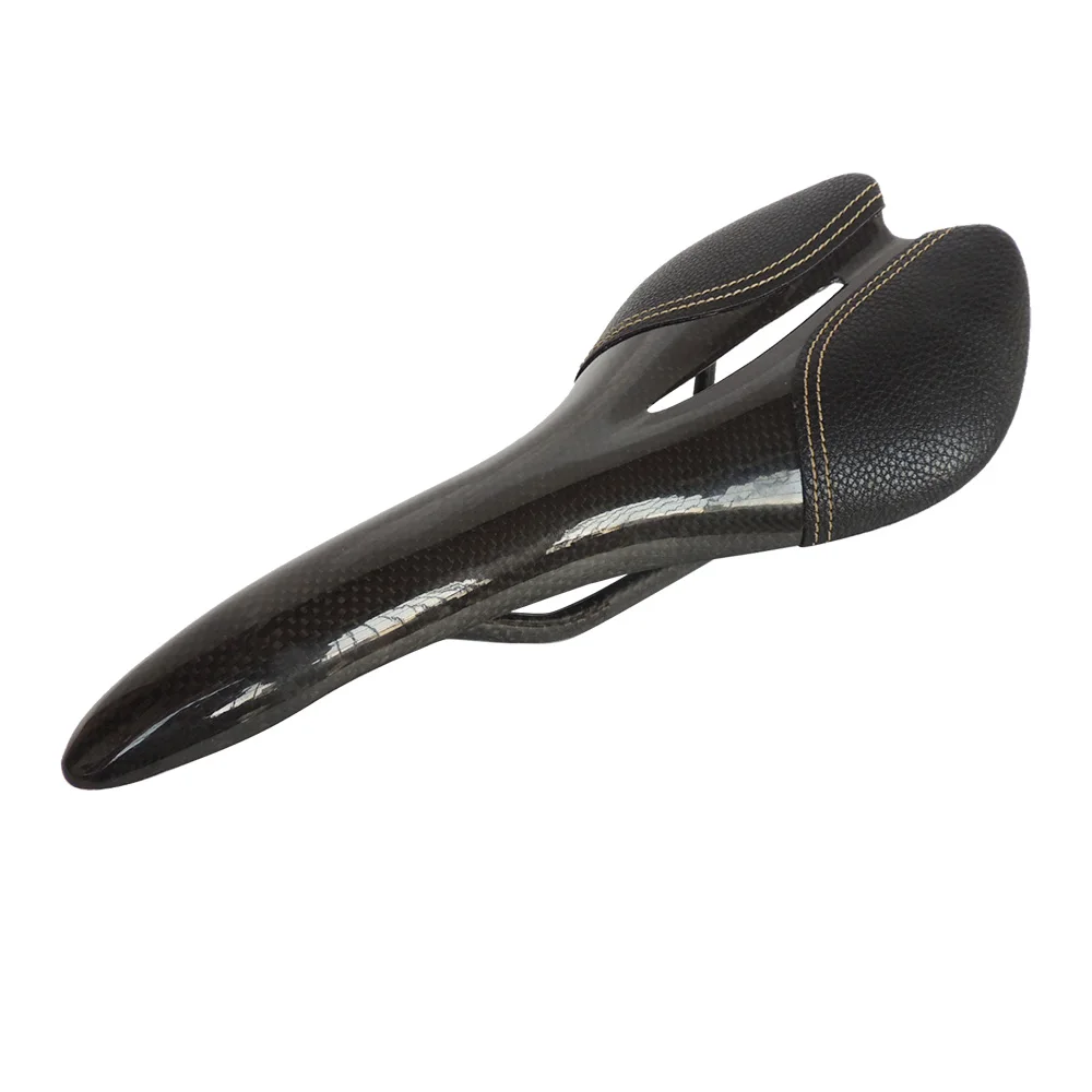 

leather &carbon saddle cross grain full Carbon Fiber Bicycle cushion Bike Seat super light 131+/-3g carbon bow