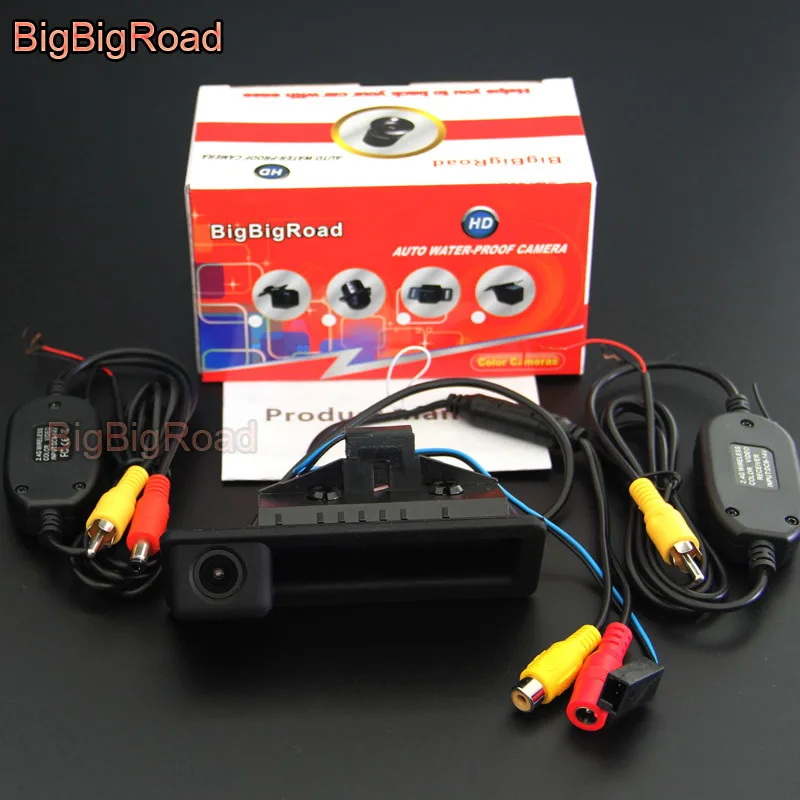 BigBigRoad Автомобильный багажник ручка заднего вида парковочная CCD камера для BMW X3 E83 X5 E70 X6 E71 X1 E84 2003- ночное видение - Название цвета: With Wireless