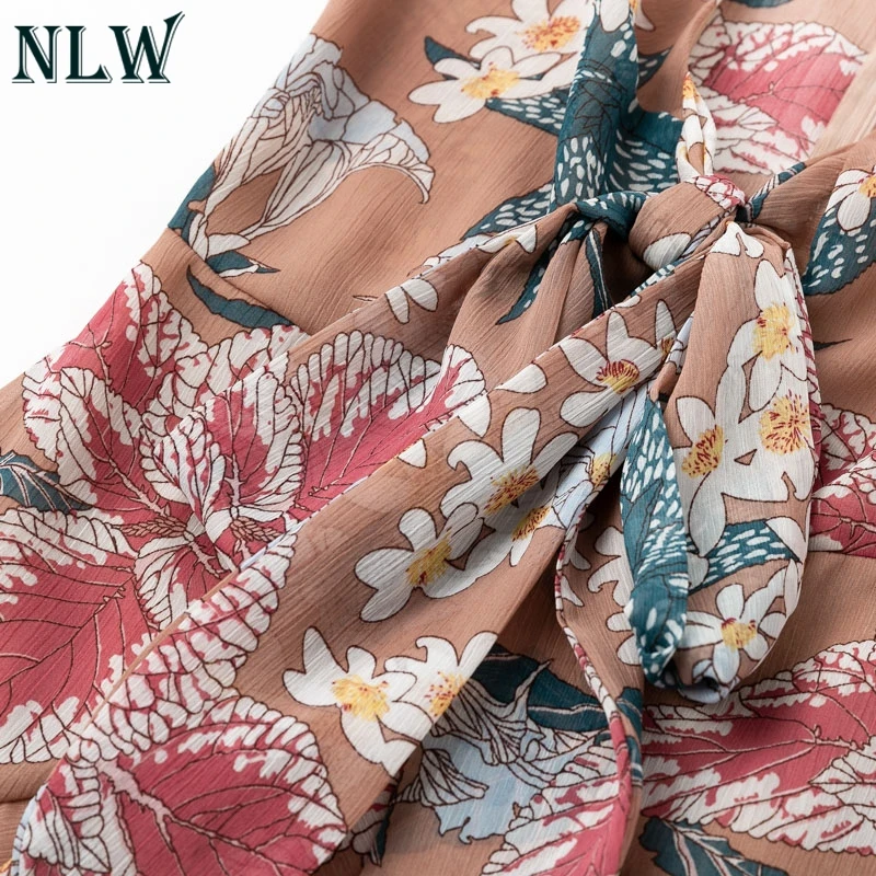 NLW повседневное для женщин шифон сексуальные платья Feminino цветочный короткое