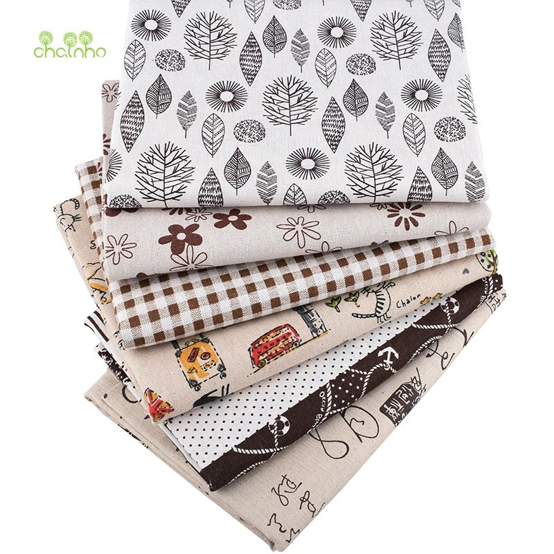 

Chainho,Coffee Color Series,Printed Cotton Linen Fabric For DIY Quilting&Sewing Sofa,Table Clothes,Curtain,Bag,Cushion Material