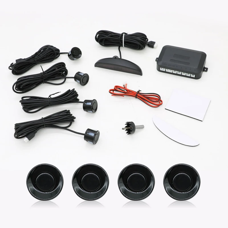 Car Parking Sensors Parktronics 4 Black/silver/white 13mm Adjustable Flat Sensors Reverse Backup Radar Sound Buzzer Car Parking Sensors Parktronics 4 Black/silver/white 13mm Adjustable Flat Sensors Reverse Backup Radar Sound Buzzer
