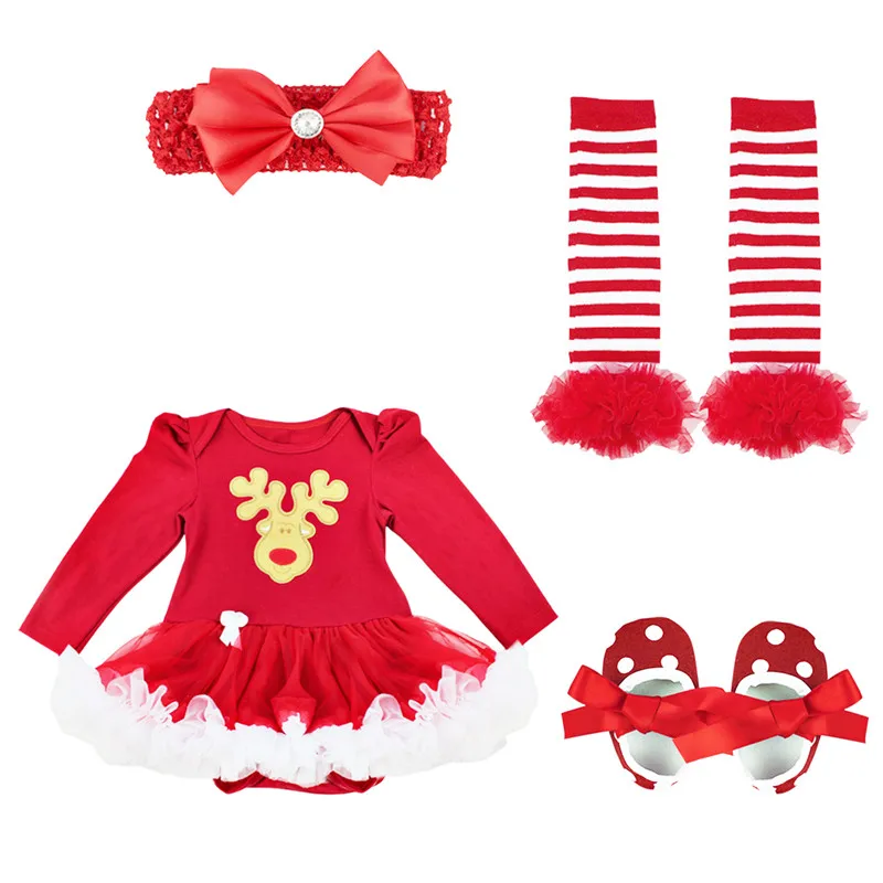 Рождественский комбинезон для маленьких девочек, платье на первый день рождения для новорожденных девочек, праздничная одежда для ролевых игр, платье для маленьких девочек 0-9 месяцев