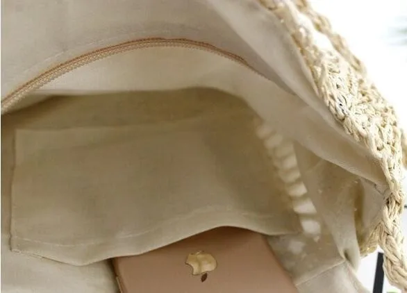 Женские открытые соломенные сумки, бумажная веревочная сумка через плечо, богемная пляжная Женская круглая сумка
