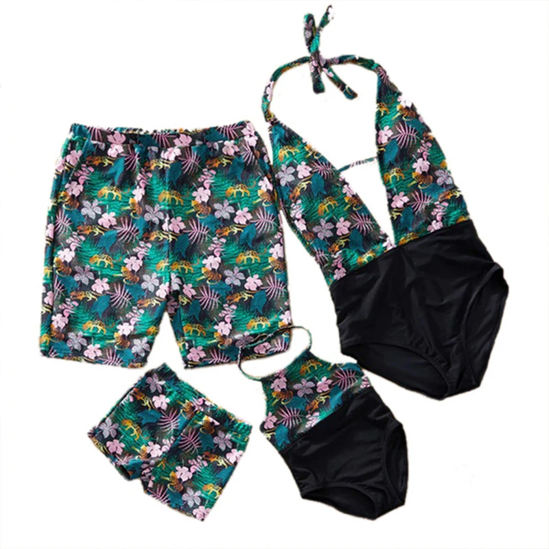 

Family Matching Swimwear Father Mom Daughter Son Bathing Suit Mother Daughter Swimsuit Mommy And Me Bikini Clothes
