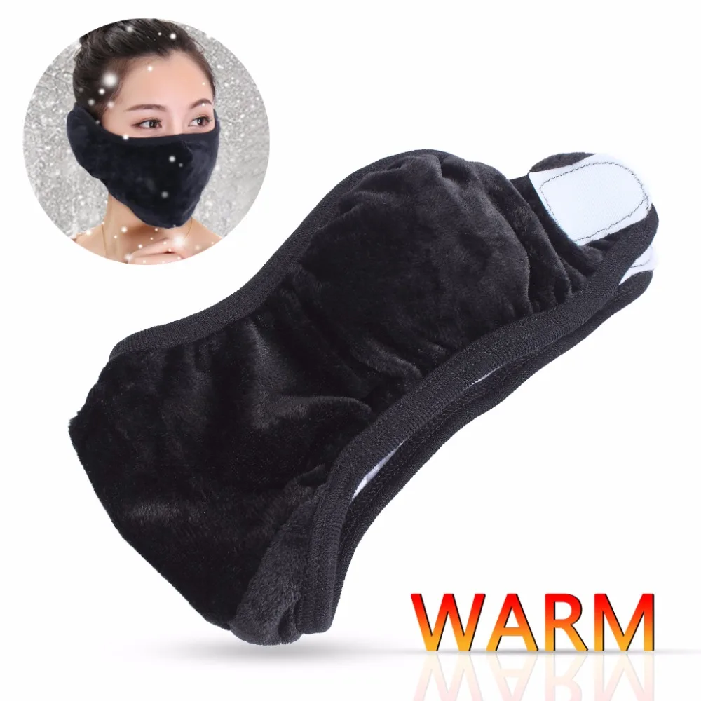 Winter Warm Ear Protection Mouth-Mask Outdoor Riding Windproof And Dustproof Protection Face Care Ear All-Inclusive Mask For Ladies  Black (1)