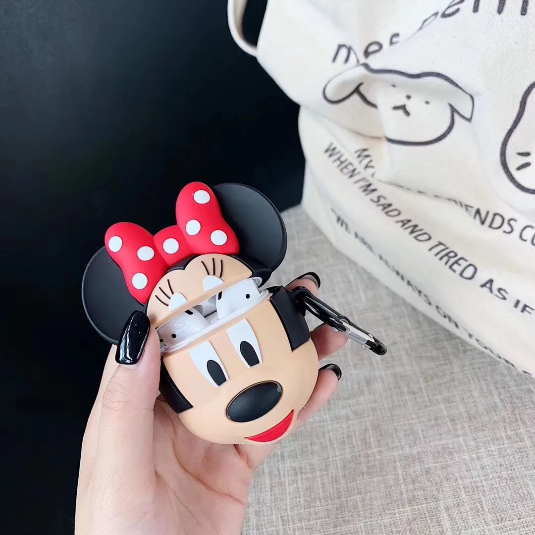 

Earphone Case For Airpods 2 Case Silicone Bear Cat Pig Cartoon Headphones Cover For Apple Air pods 1 Case For Earpods Key ring