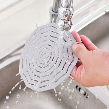 

Silicone Spider Web Sink Filter Bathroom Sucker Floor Colanders Strainer Drains Shower Hair Sewer Filter Kitchen Cleaning Tool