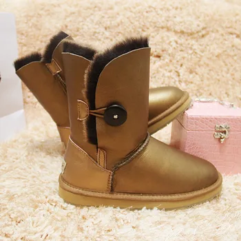 

Hot Sale Natural Fur Boots Women Snow Boots Fashion Boots Women Waterproof Genuine Leather Snow Boots Warm Winter Boots