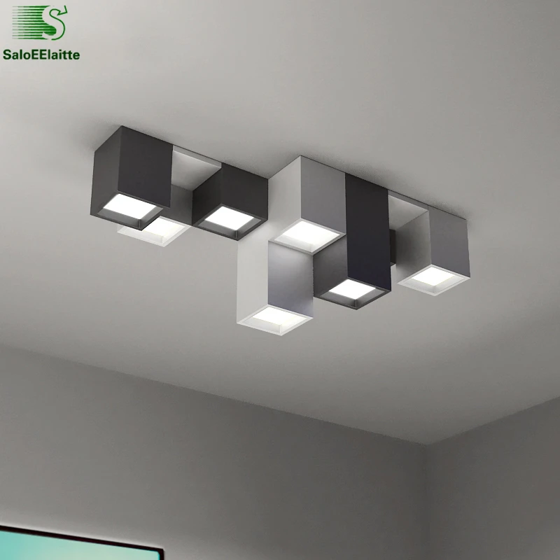 Современный светодиодный потолочный светильник DIY с металлическим кубом, 8 Вт/шт., минимализм, светодиодный потолочный светильник для коридора, внутреннее освещение