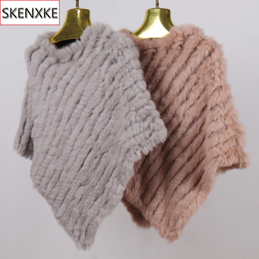 

Women Spring Autumn Knit Genuine Real Rabbit Fur Poncho Scarves Real Natural Rabbit Fur Shawl Pashmina Real Rabbit Fur Scarf