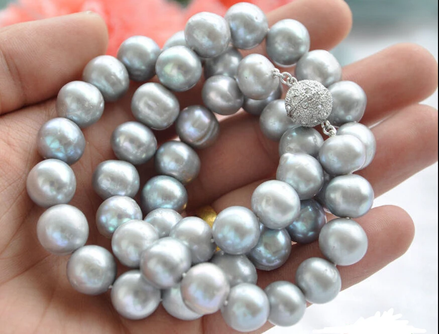

00192 ROUND GRAY Freshwater cultured PEARL NECKLACE