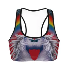 Женский топ с принтом единорога для фитнеса, короткий жилет для тренировки, беспроволочное нижнее белье, бесшовный эластичный Топ на бретелях, мягкие бюстгальтеры в стиле хип-хоп