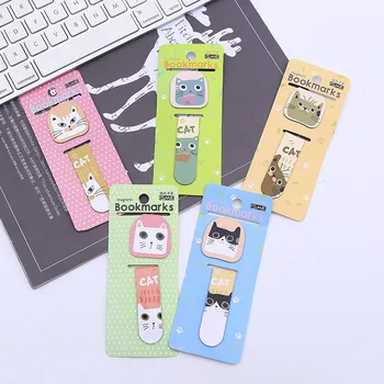 

4 Pcs Magnetic bookmark Cartoon cat Book Mark message Cards bookmark for books/Share/book markers/tab for books/stationery