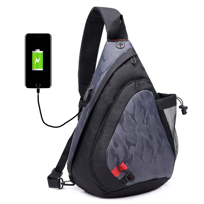

USB Charging Outdoor Running Bag Sport Cycling Single Shoulder Pack Man Leightweight Hiking Bag Unisex Bicycle Chest Bags